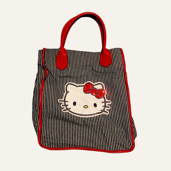 Hello Kitty Sanrio Y2K Striped Navy and Red Purse - Picture 1 of 4